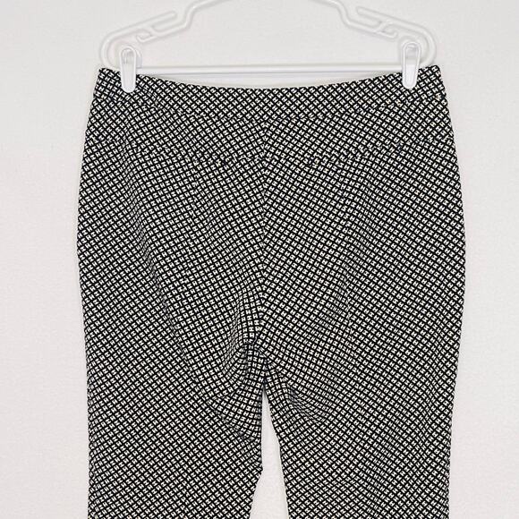 Adrianna Papell Ankle Pants Womens 12 Black Yellow Diamond Pattern Trousers - Picture 5 of 9